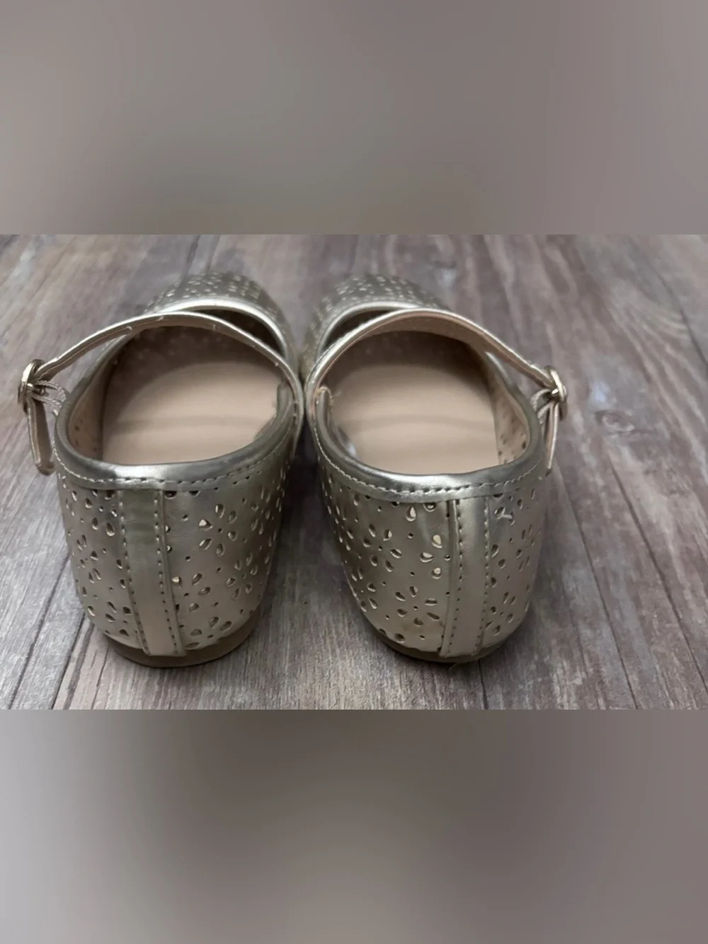 Girls Metallic Perforated Ballet Flats